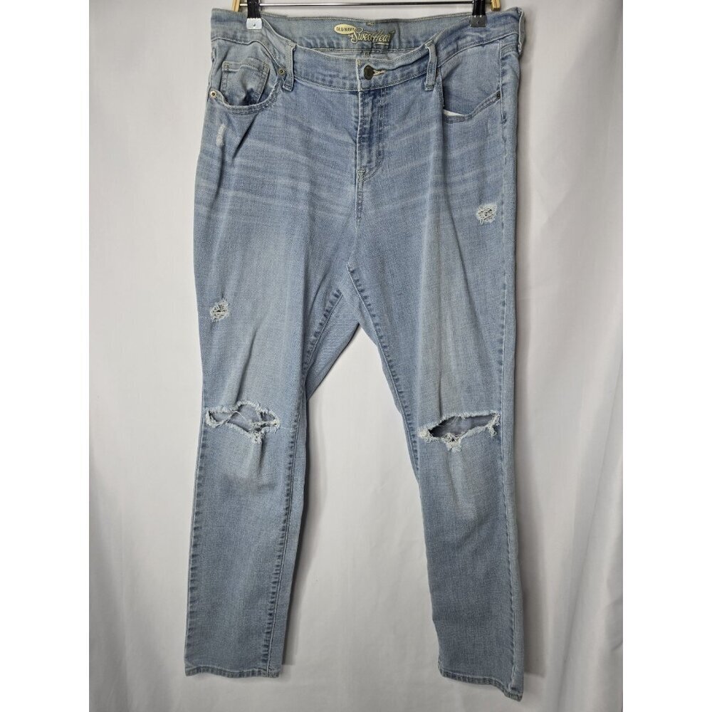 OLD NAVY THE SWEETHEART JEANS Distressed Light Wash Size 14 Regular